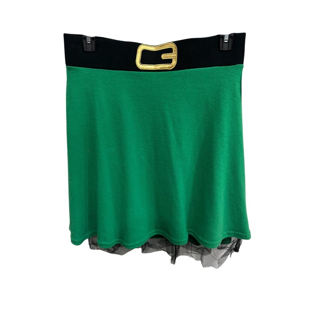 33 Degrees St. Patrick’s Pull On Leprechaun Skirt Green Black Large Holiday NWT